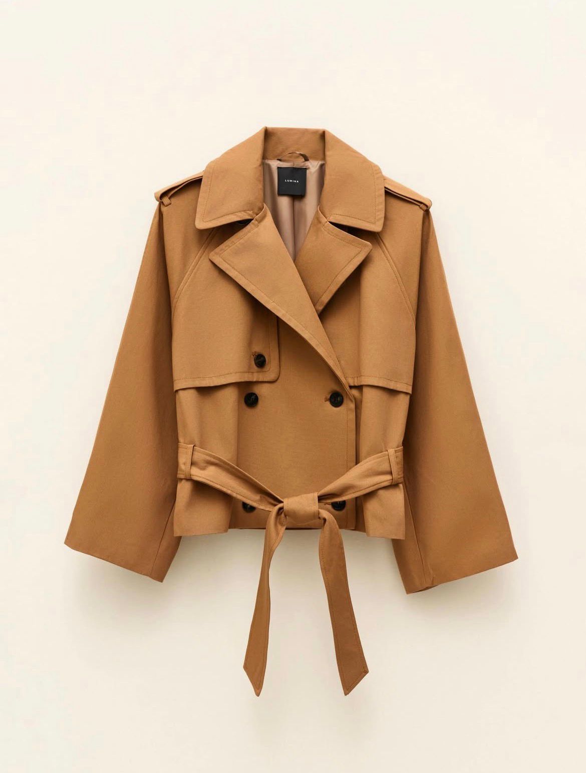 CROPPED BELTED JACKET WITH A STRUCTURED DOUBLE-BREASTED DESIGN – Image 2
