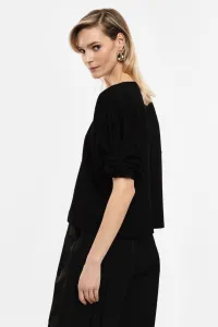 BLACK WIDE TOP WITH SHORT SLEEVES AND DRAPED DETAIL – Image 2
