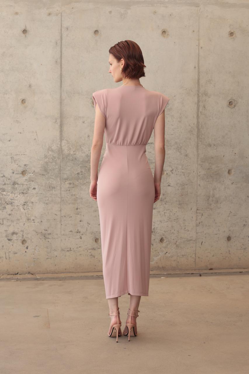 LONG DRESS DEEP V-NECK CENTRAL DRAPING – Image 5