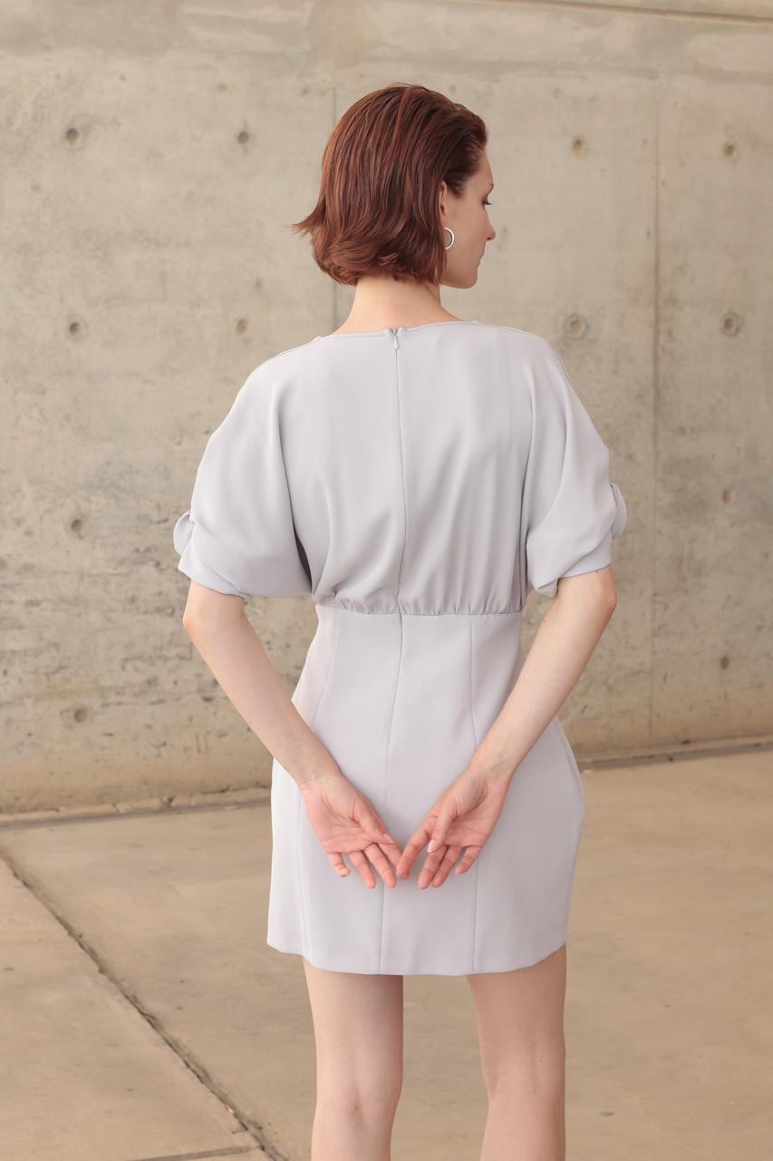 SHORT DRESS WITH KNOTTED SLEEVES AND ZIP – Image 1