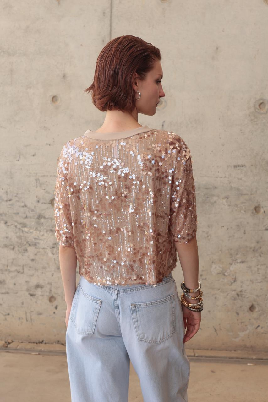 SHORT-SLEEVED T SHIRT WITH SEQUIN EMBELLISHMENT – Image 3