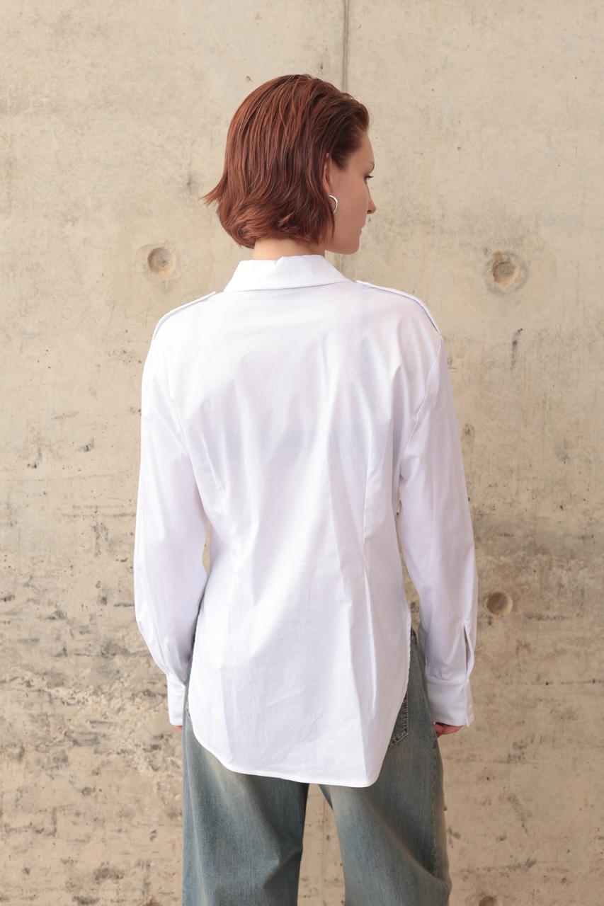 WHITE SHIRT FEATURING A STRUCTURED CORSET-INSPIRED WAIST – Image 4