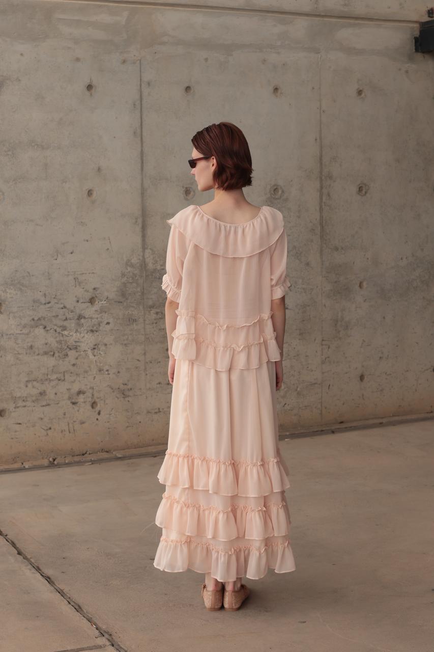 SOFT BLUSH PINK CHIFFON TOP AND MUCHING RUFFLE SKIRT WITH A LIGHT, FLOWING FIT – Image 3