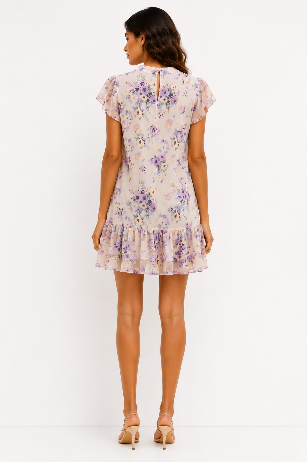 FLORAL MINI DRESS CRAFTED FROM LIGHTWEIGHT SHEER FABRIC – Image 3