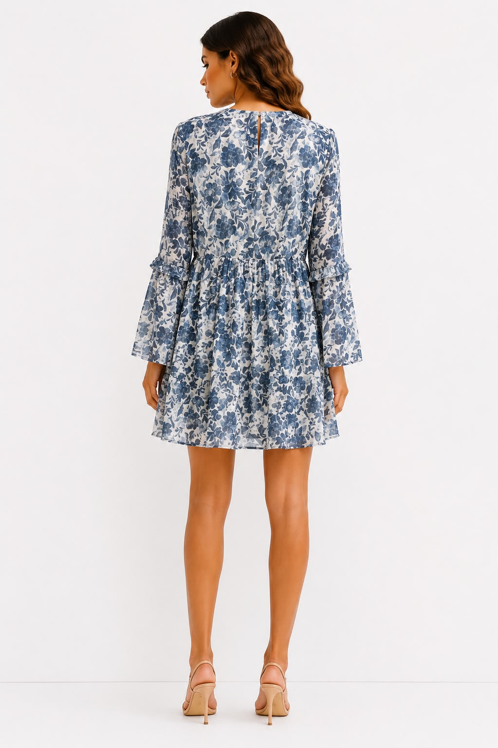 ROMANTIC FLORAL MINI DRESS FEATURING DELICATE LACE TRIM – Image 3