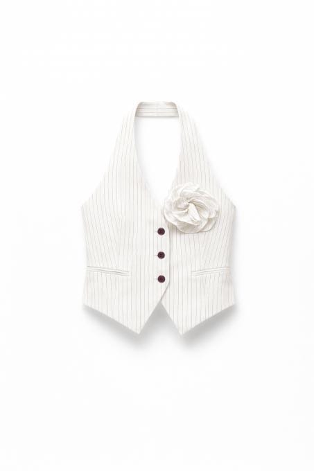 A SOPHISTICATED PINSTRIPE HALTER VEST  – Image 1