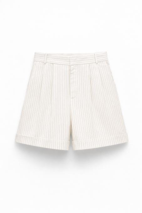 TAILORED PINSTRIPE SHORTS FEATURING A HIGH-WAIST FIT – Image 3