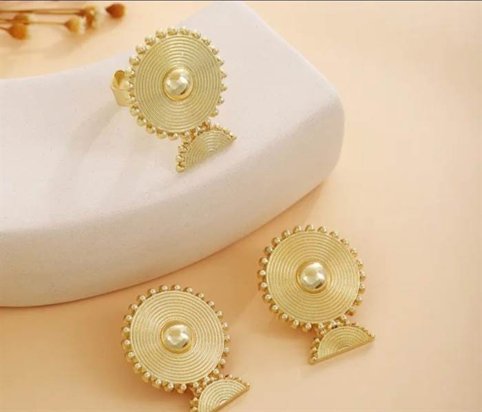 Domed Sunburst Earring Set – Image 1