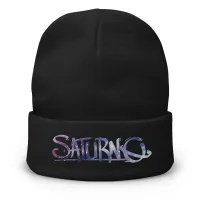 Color Galaxy Text Embroidered Beanie – Black