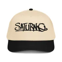 White/Black Hat w/ Black Saturno Logo – Image 1