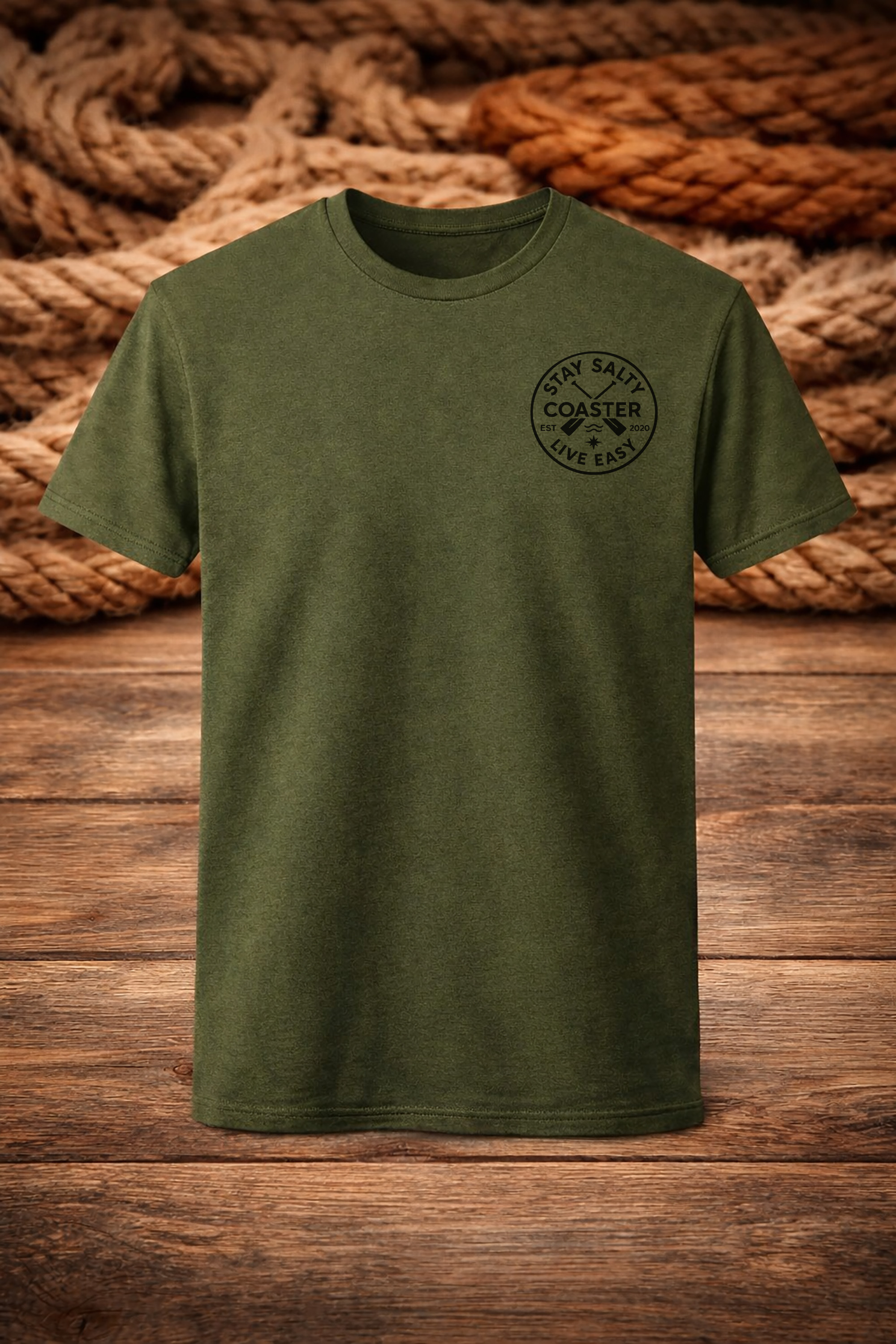 Coaster Stay Salty Tee – M, Army Green