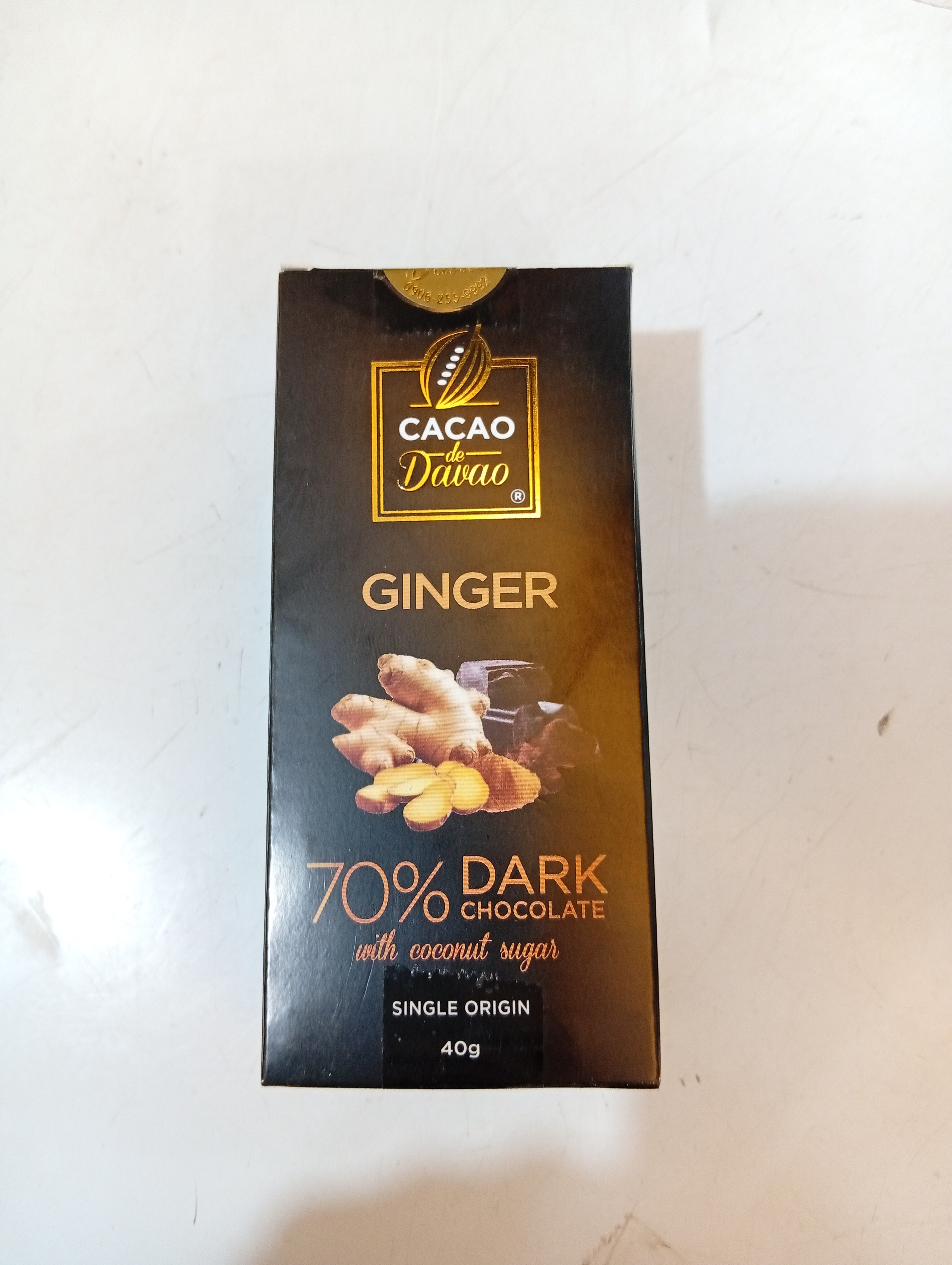 Cacao de Davao Ginger 70% Dark Chocolate with Coconut Sugar – Image 1