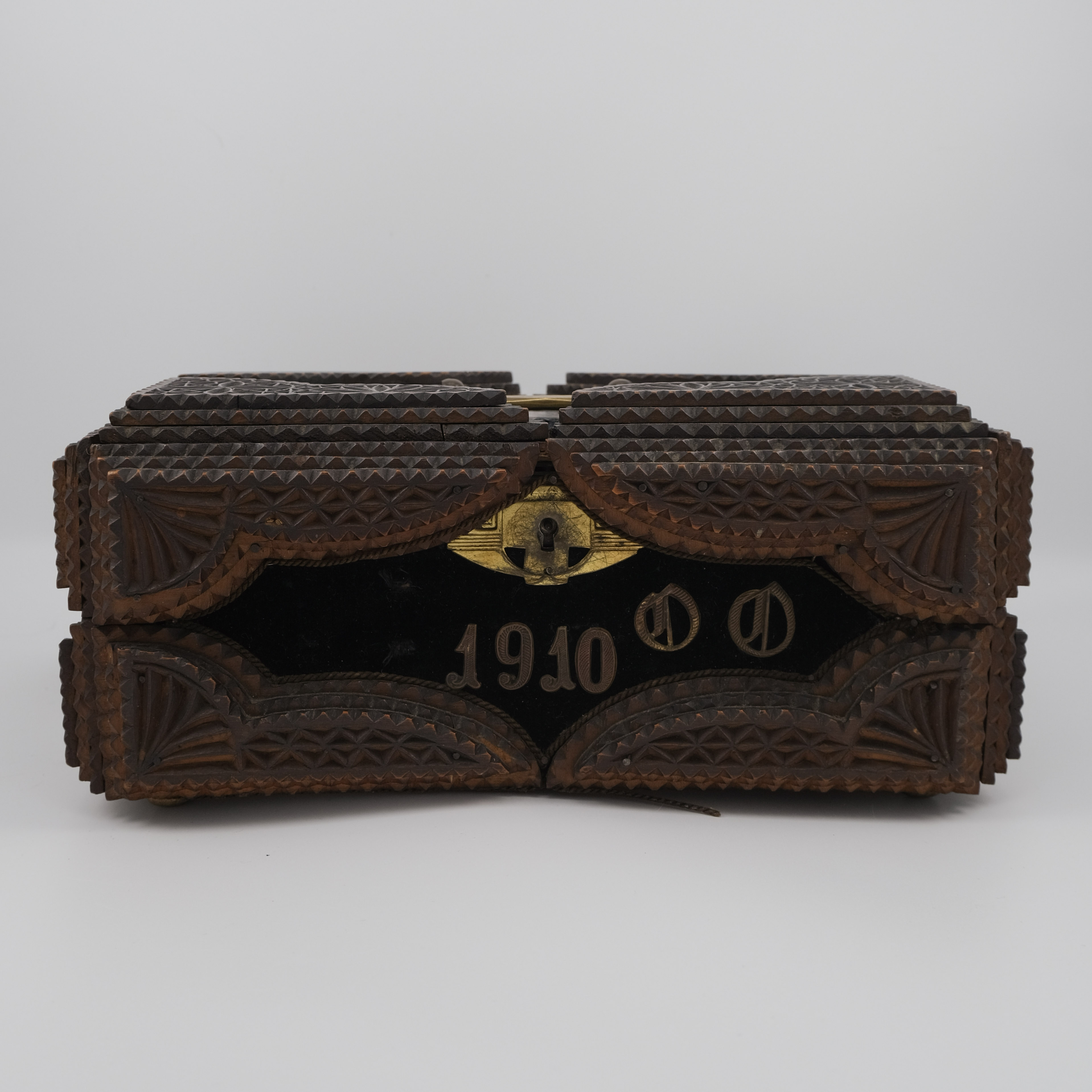 Antique Bavarian Tramp Art Box, Dated 1910 – Image 2