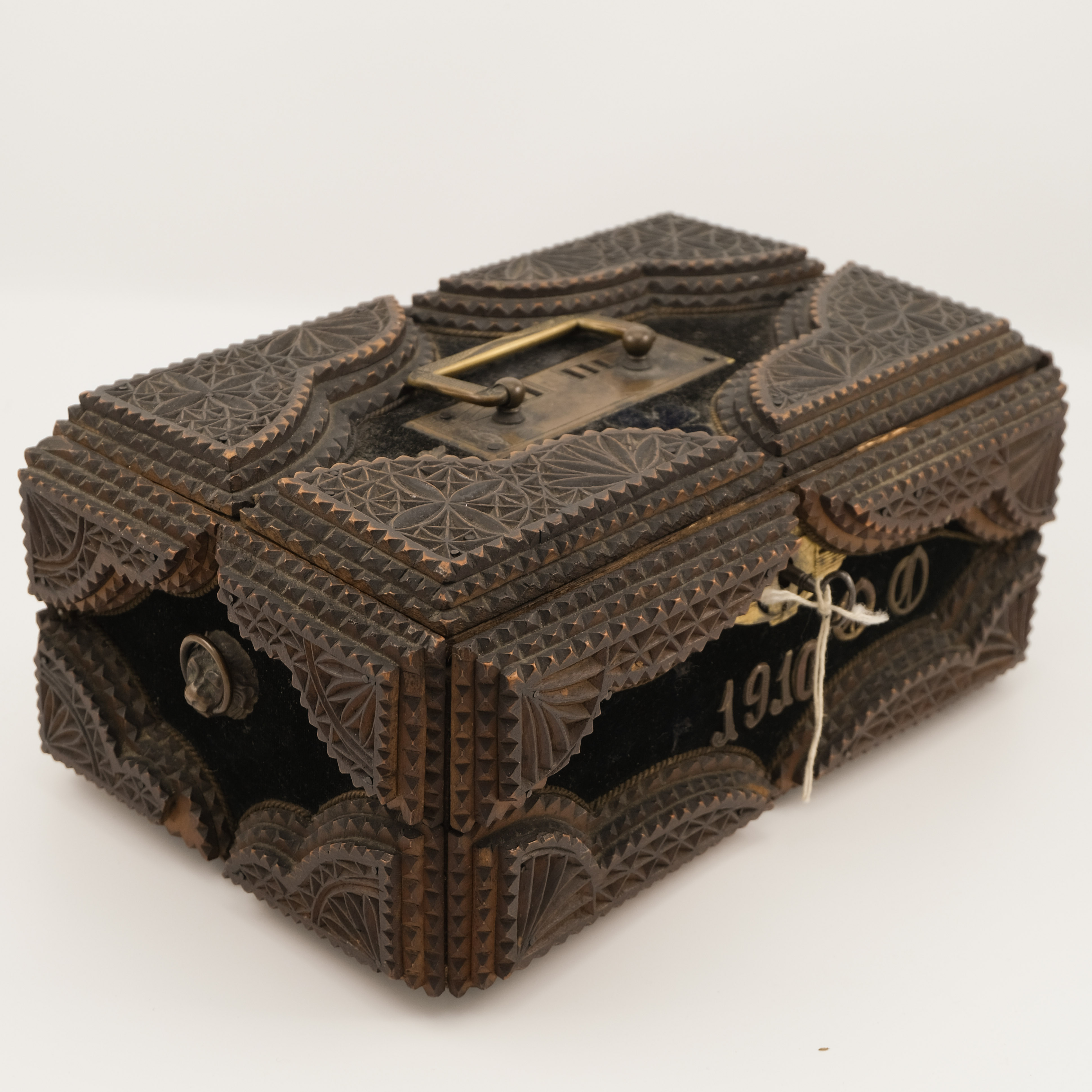 Antique Bavarian Tramp Art Box, Dated 1910 – Image 1