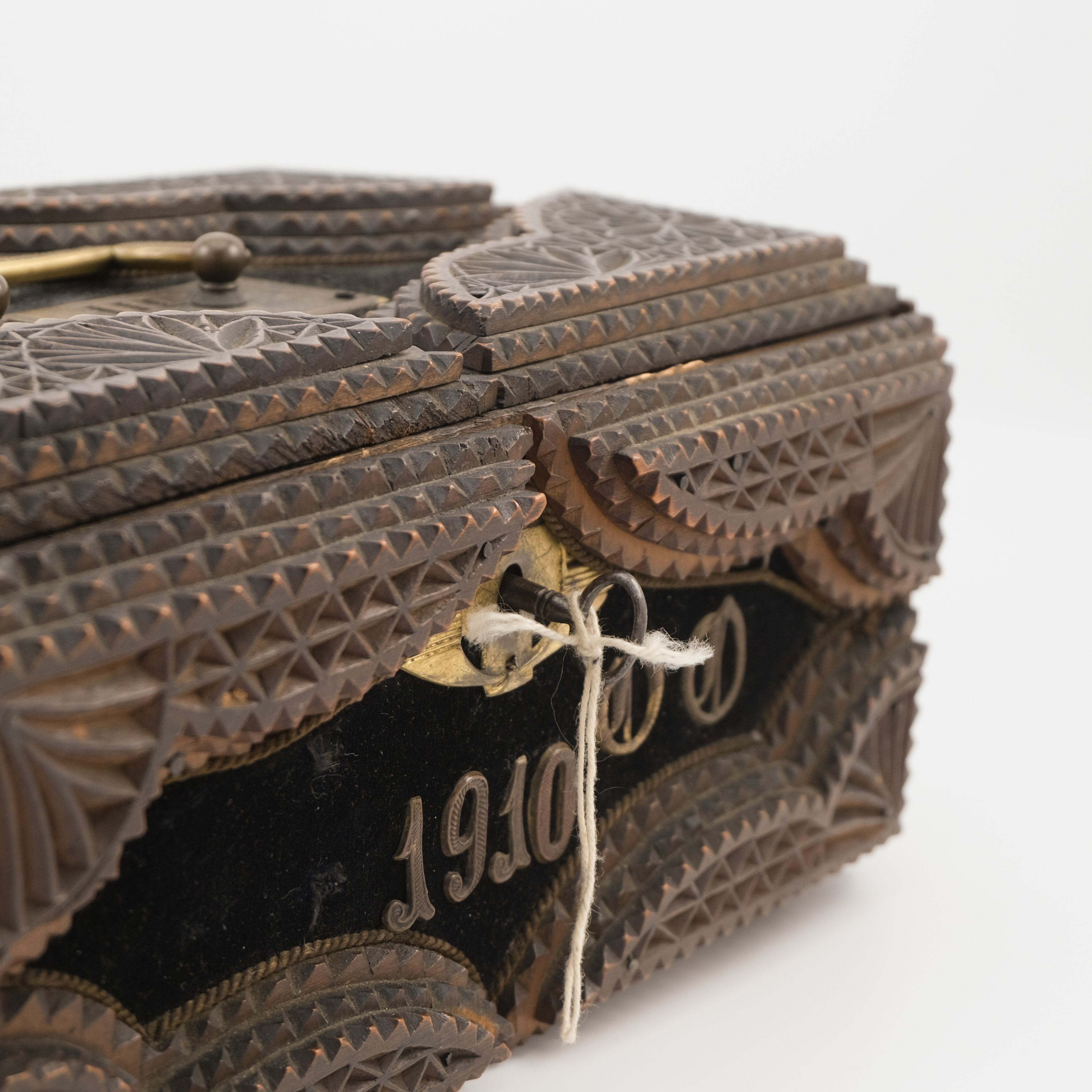 Antique Bavarian Tramp Art Box, Dated 1910 – Image 6