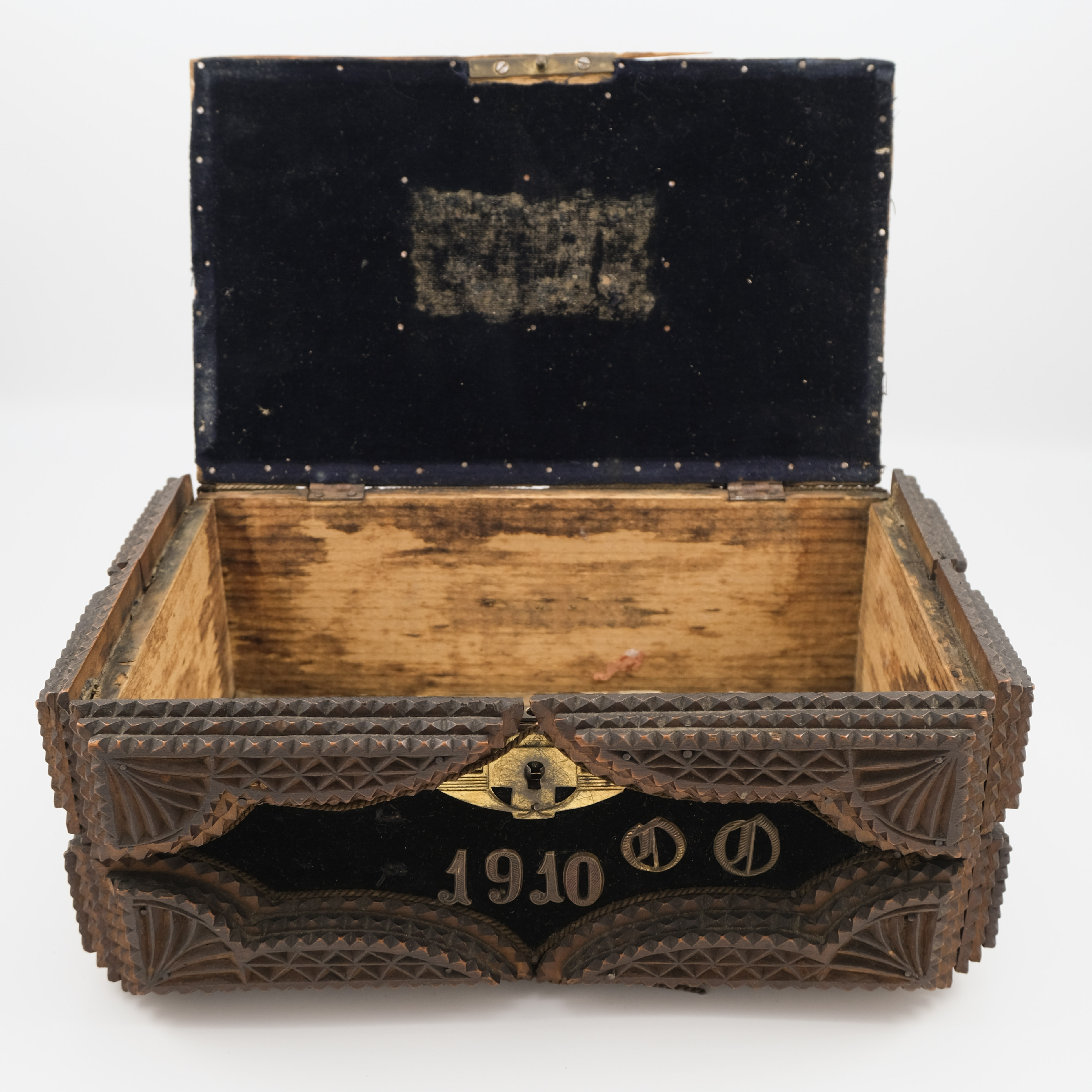 Antique Bavarian Tramp Art Box, Dated 1910 – Image 9