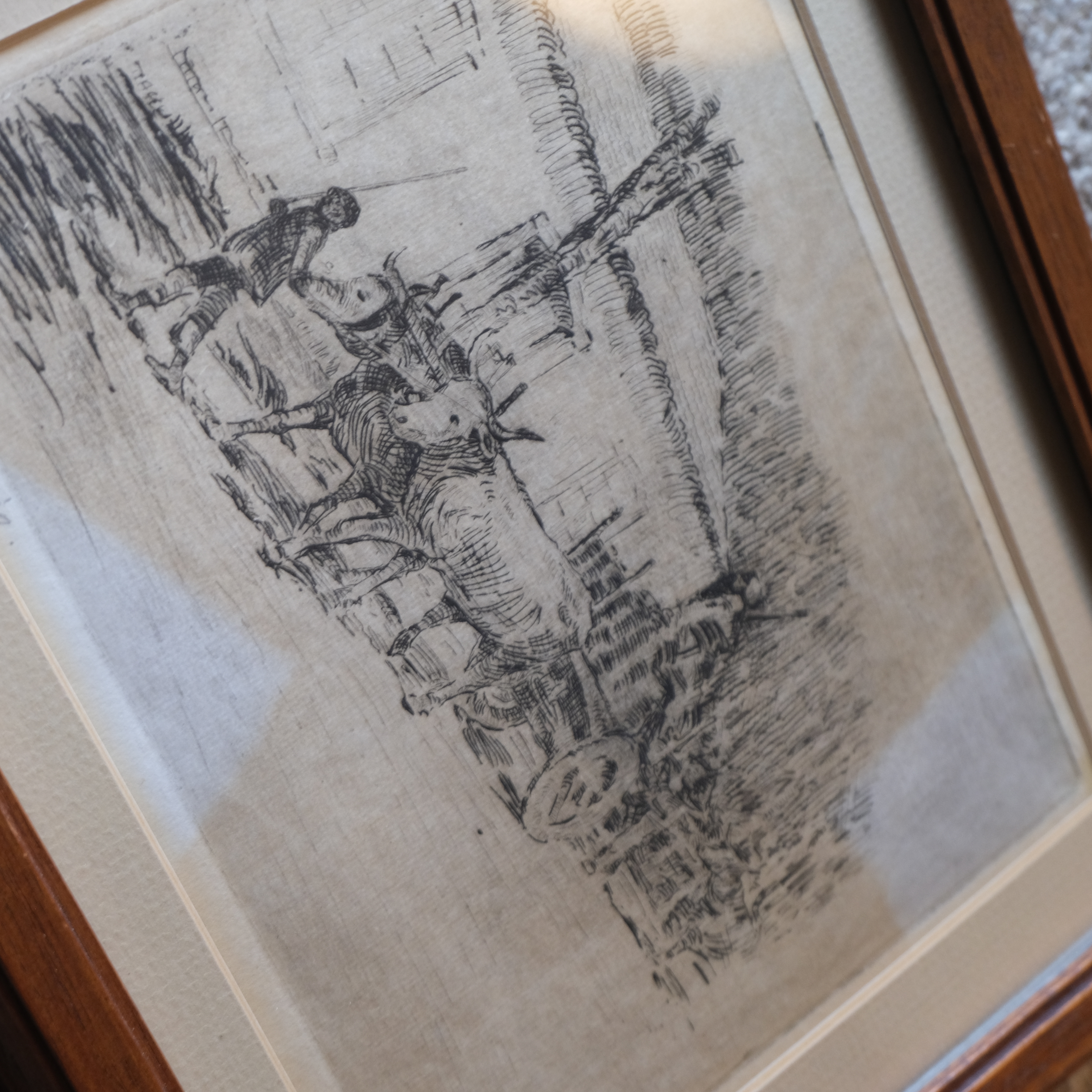 Original Signed Etching - F. Orla Varney, "Ox Cart, Spain" – Image 3
