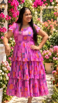 Lavender Bloom Layered Georgette Maxi – Image 1