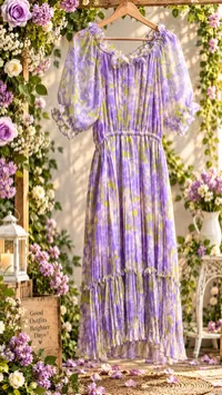 Pure Chiffon Lavender Floral Maxi – Image 1