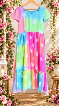 Pink Multicolor Floral Pure Chiffon Maxi – Image 1