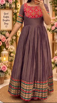 Narayanpeta Handloom Plum Long Frock – Image 1