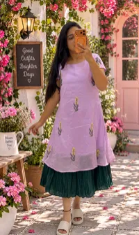 Lavender Mul Cotton A-Line Maxi Frock – Image 1