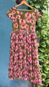 Olive Green Floral Pure Chiffon Maxi – Image 2