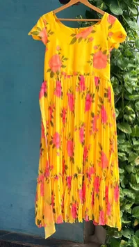 Golden Yellow Floral Pure Chiffon Maxi – Image 1