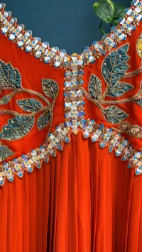 Georgette Pen Kalamkari Designer Frock – Image 3