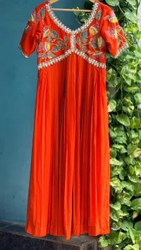 Georgette Pen Kalamkari Designer Frock – Image 1