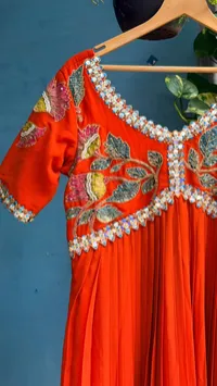 Georgette Pen Kalamkari Designer Frock – Image 2