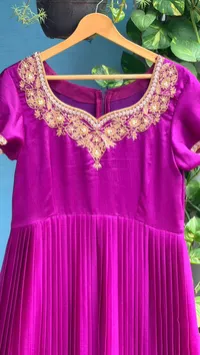 Rani Pink Chinnon Designer Long Frock – Image 3