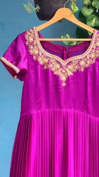 Rani Pink Chinnon Designer Long Frock – Image 2