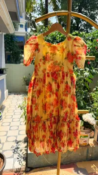 Crush Chiffon Elbow Sleeve Kids Frock – Image 1