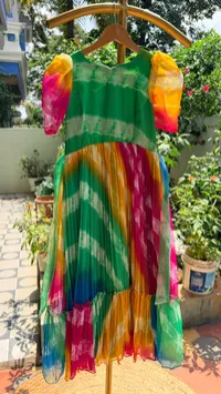 Crush Chiffon Elbow Sleeve Kids Frock – Image 1