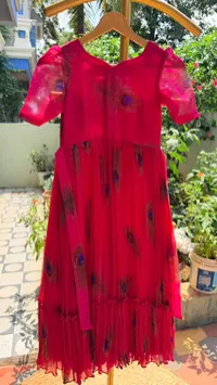 Crush Chiffon Elbow Sleeve Kids Frock – Image 1
