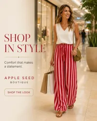 Striped Wide-Leg Casual Pants – Red Stripe, Small