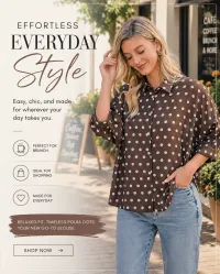 POLKA DOT PRINTED WOVEN DOLMAN BLOUSE TOP – Medium