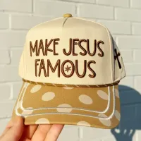 Brown Polka Dot Make Jesus Famous Hat – Image 1