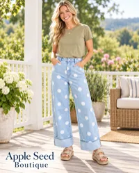 Polka Dot Barrel High Waist Jeans – Size 4