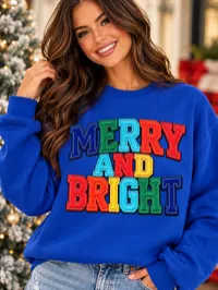 Merry & Bright Sweatshirt – Small, Royal Blue
