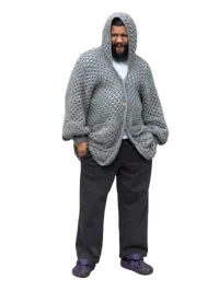 Unisex Gray Hooded Cardigan – Image 1