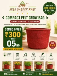Compact Felt Grow Bag – Red (6×6 inch) (Minimum order 5) – Image 1
