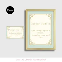 Once Upon a Time Baby Shower Diaper Raffle Sign and Cards – Editable Canva Template – Image 3