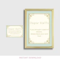 Once Upon a Time Baby Shower Diaper Raffle Sign and Cards – Editable Canva Template – Image 4