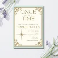 Once Upon a Time Baby Shower Invitation – Editable Soft Green and Gold Canva Template – Image 2