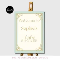 Once Upon a Time Baby Shower Welcome Sign – Editable Canva Template – Image 6