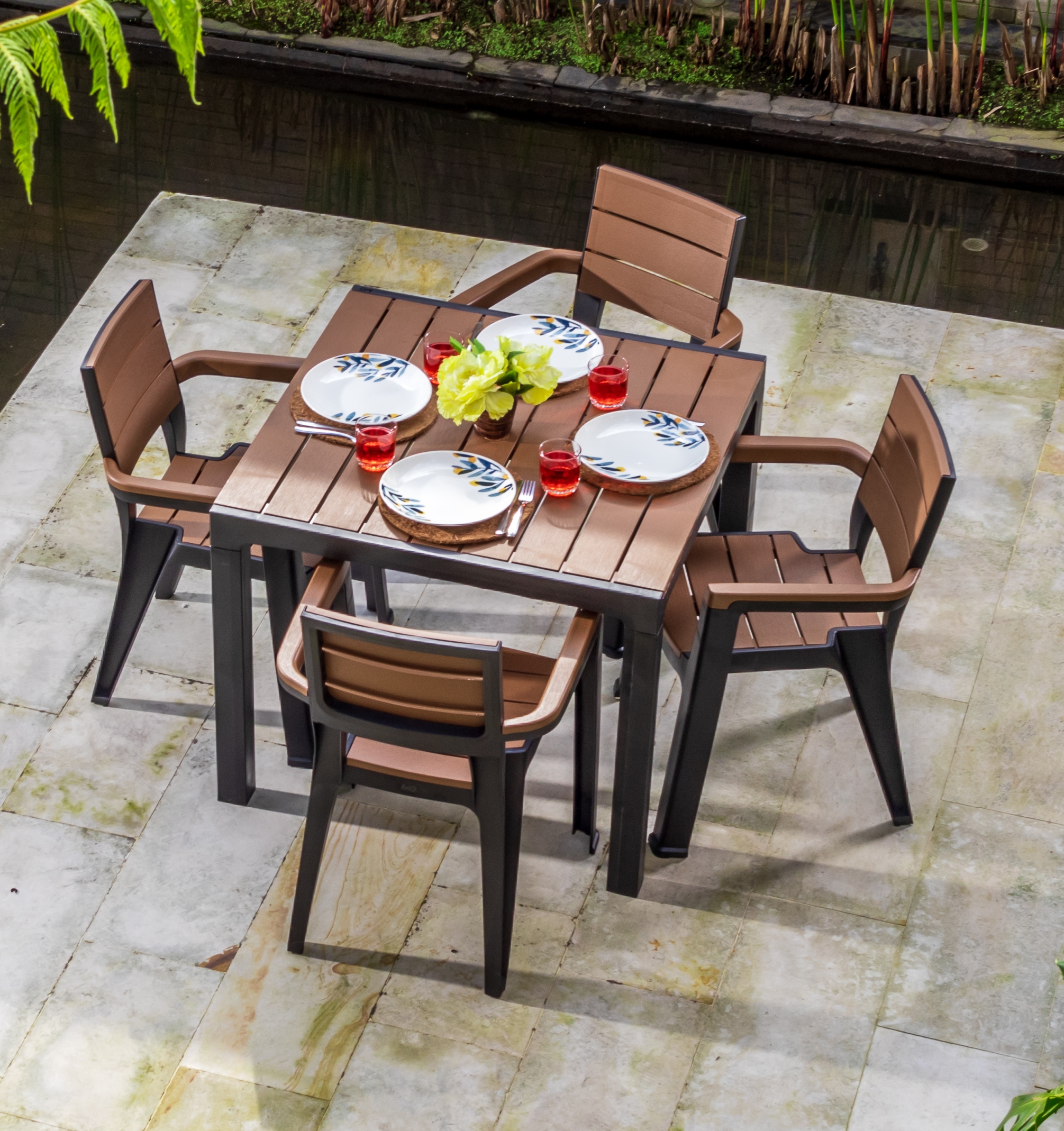 MQ Madeira Collection 4-Seat Table & 4 Arm Chair Set, – Image 35