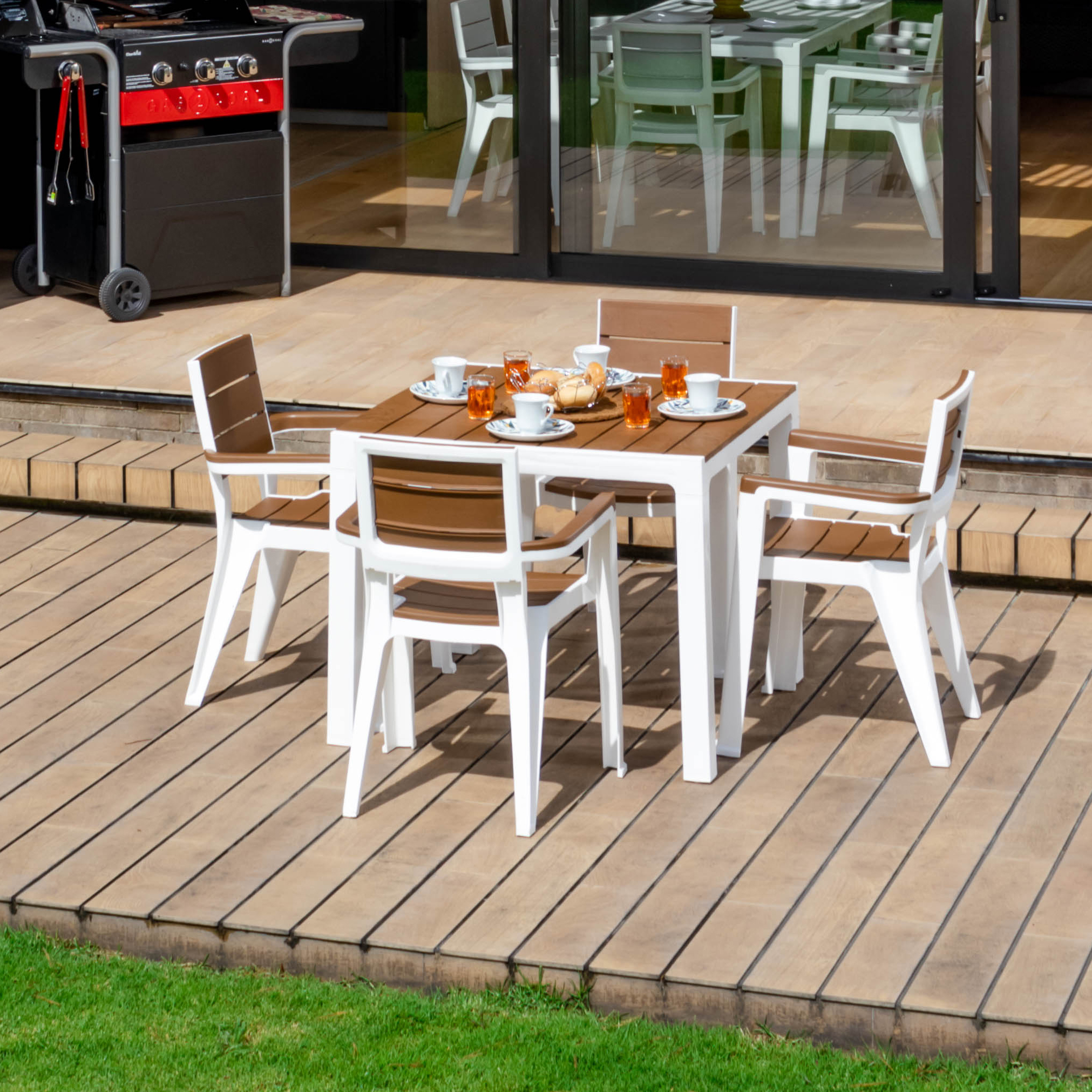 MQ Madeira Collection 4-Seat Table & 4 Arm Chair Set, – Image 30