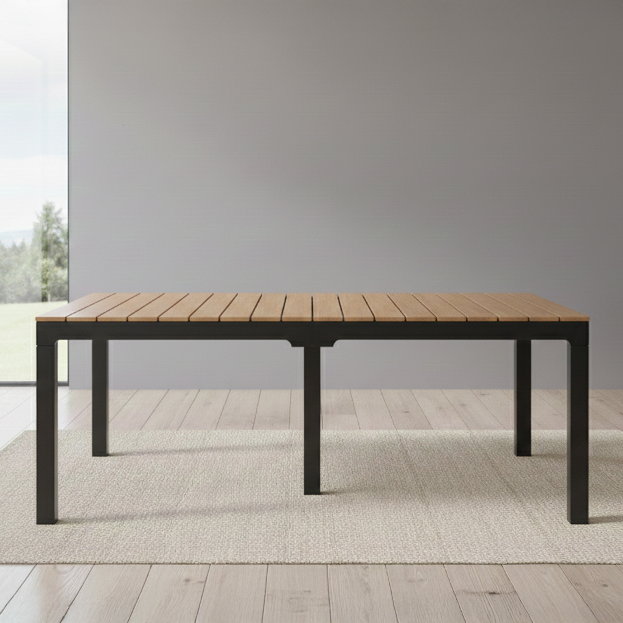 MQ 8-Seat Dining Table - White / Teak Brown – Black / Teak Brown